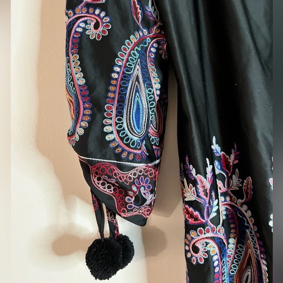 Nicole Miller Black Embroidered Boho Paisley Midi Dress Size 10 - Picture 12 of 12